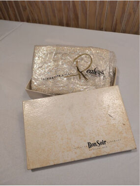 Antique / Vintage Bon Soir White /Ivory Beaded Sequin Clutch
